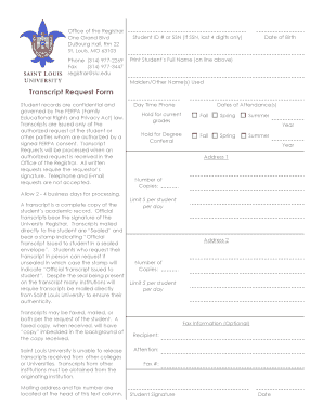 Slu Transcript Request Form