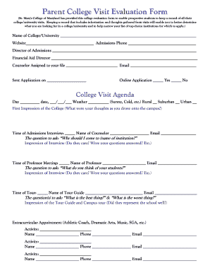 College Visit Evaluation Form