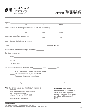 Smumn Transcript Request  Form