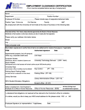 Clearance Form for Resigned Employee