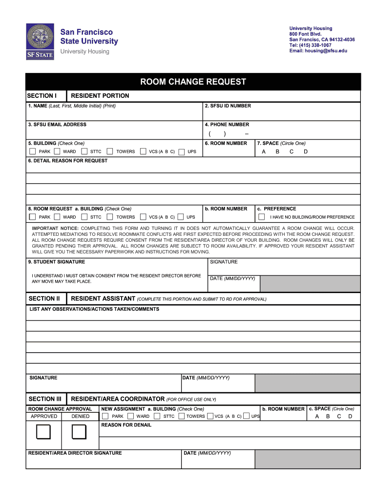 Room Change Request Form