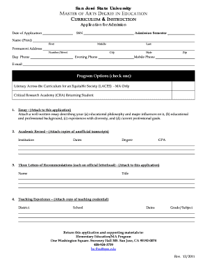  MA Application Form F12 Sjsu 2011-2024