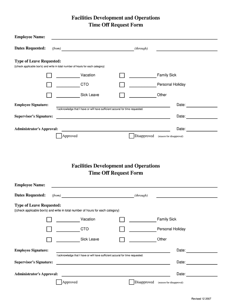  Pto Forms 2007-2024