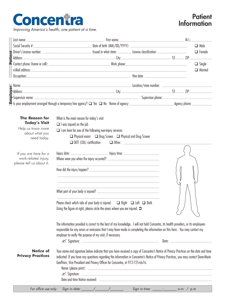 Concentra Authorization Form