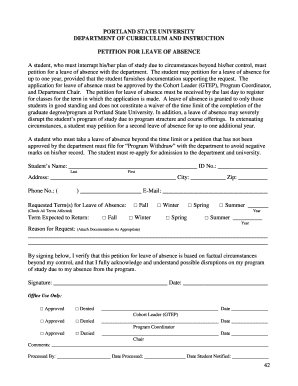 Leave of Abscence Portland State Pdx Form