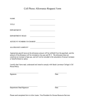 Cell Phone Allowance Request Form