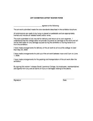 ART EXHIBIT ARTIST WAIVER FORM Slc