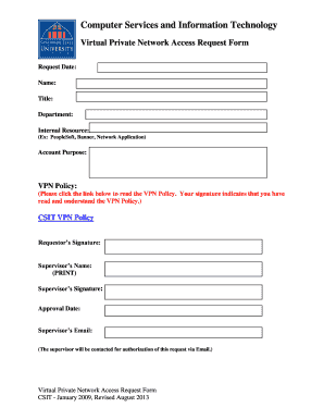 Virtual Private Network Access Request Form Savannah State Savannahstate