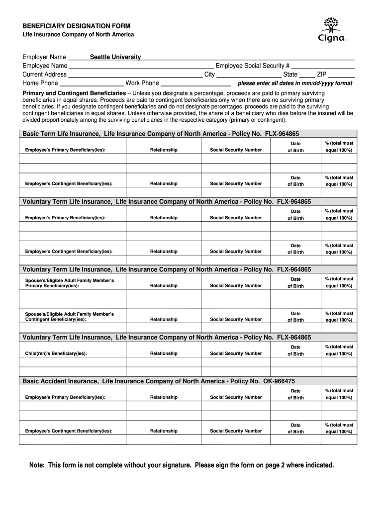 Beneficiary Designation  Form