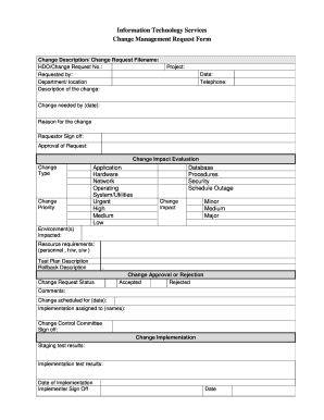 Information Technology Services Change Management Request Form Pvamu