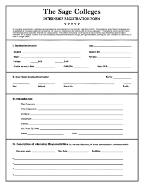 Registration for Internship  Form