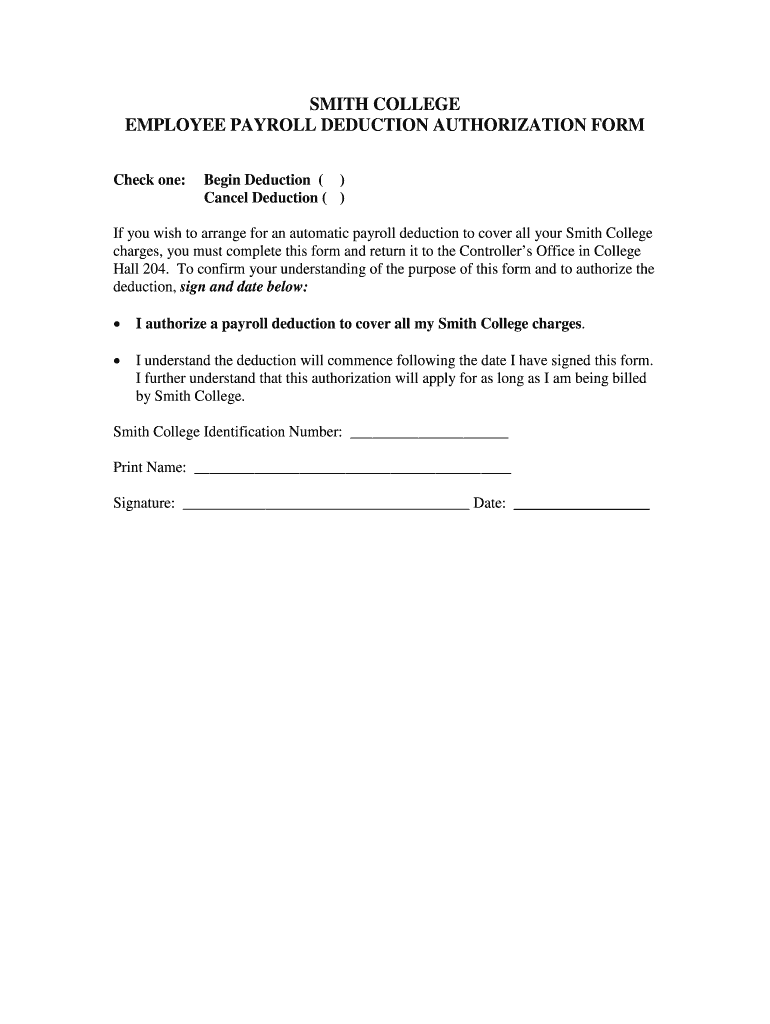 Payroll Deduction Authorization Agreement Form