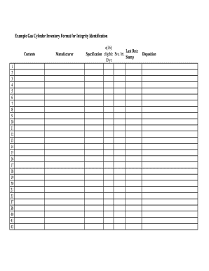 Gas Cylinder Inventory in Excel  Form