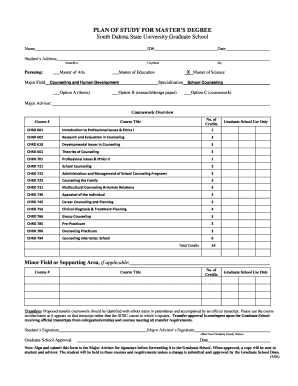 Plan of Study South Dakota State University Sdstate  Form