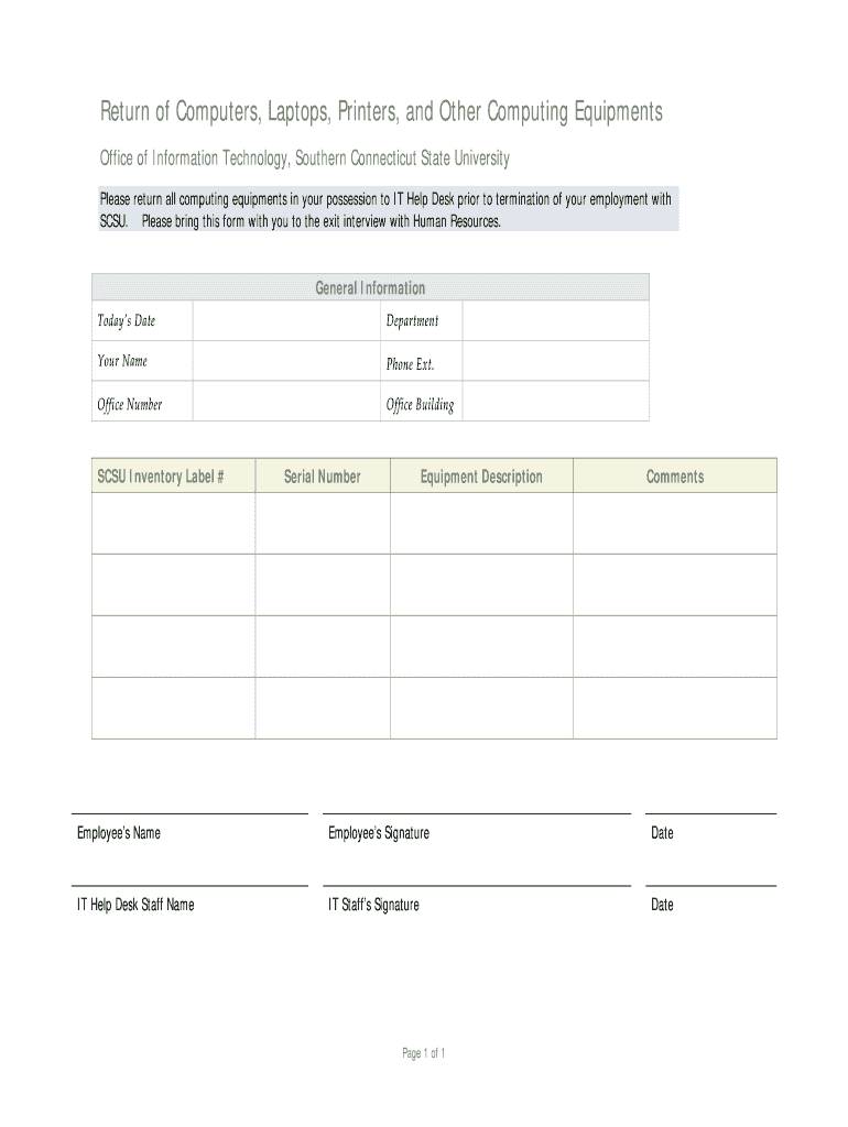 Return of Company Equipment Form