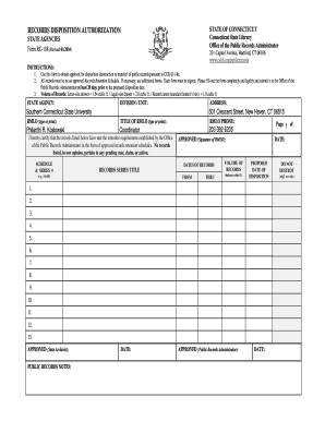 Ct Records Retention Schedule  Form