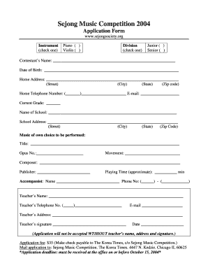 Competition Form Format
