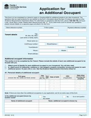 Housing Nsw Additional Occupant  Form