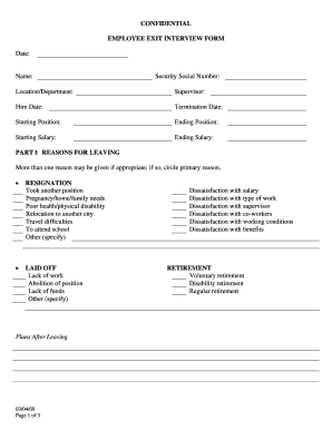 Exit Interview Fillable Form