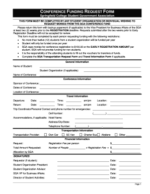 CONFERENCE FUNDING REQUEST FORM Springfield College Spfldcol