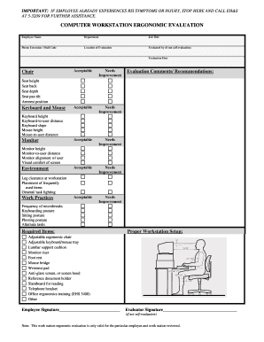 COMPUTER WORKSTATION ERGONOMIC EVALUATION Stanford  Form