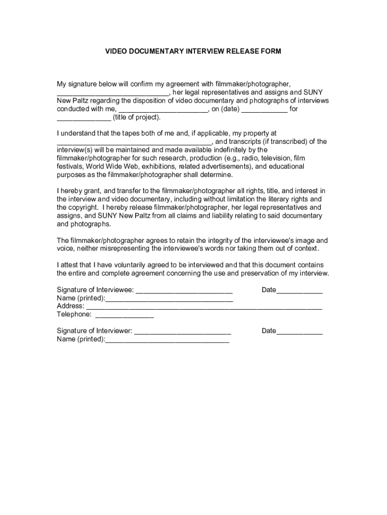Documentary Release Form