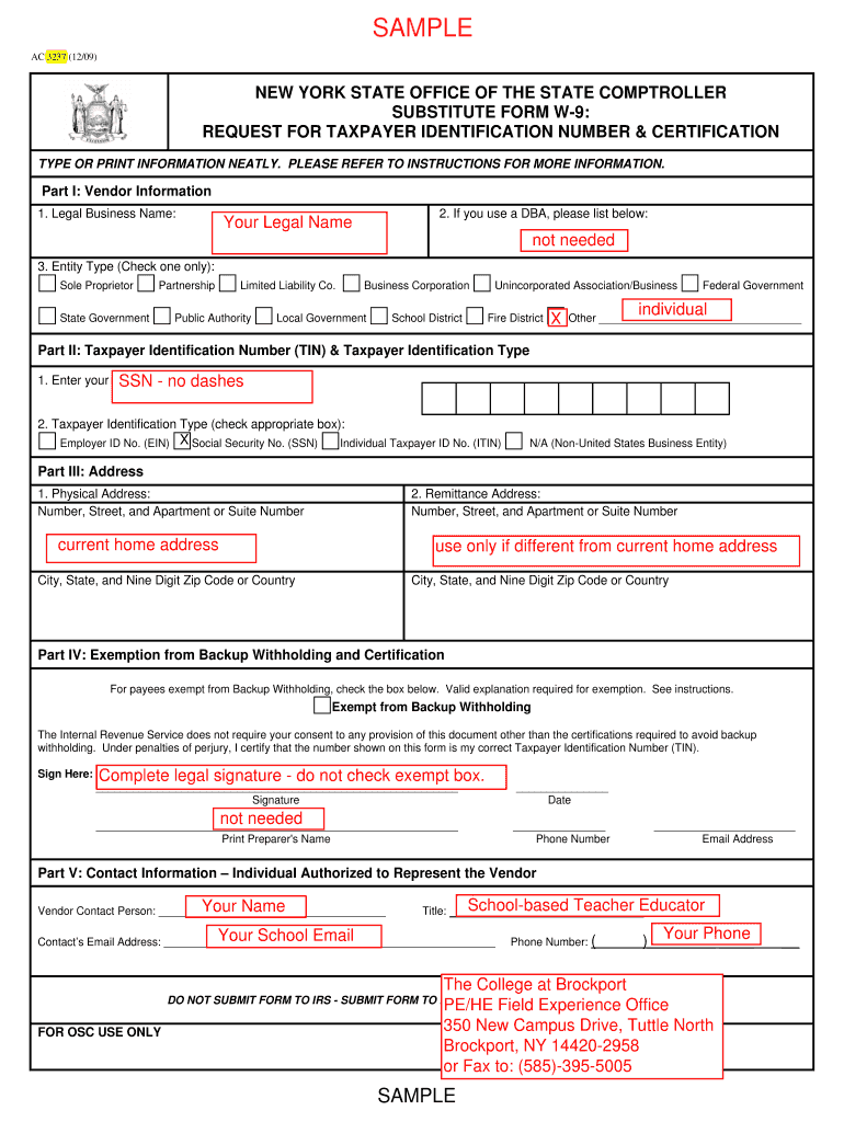 W9 Form Example