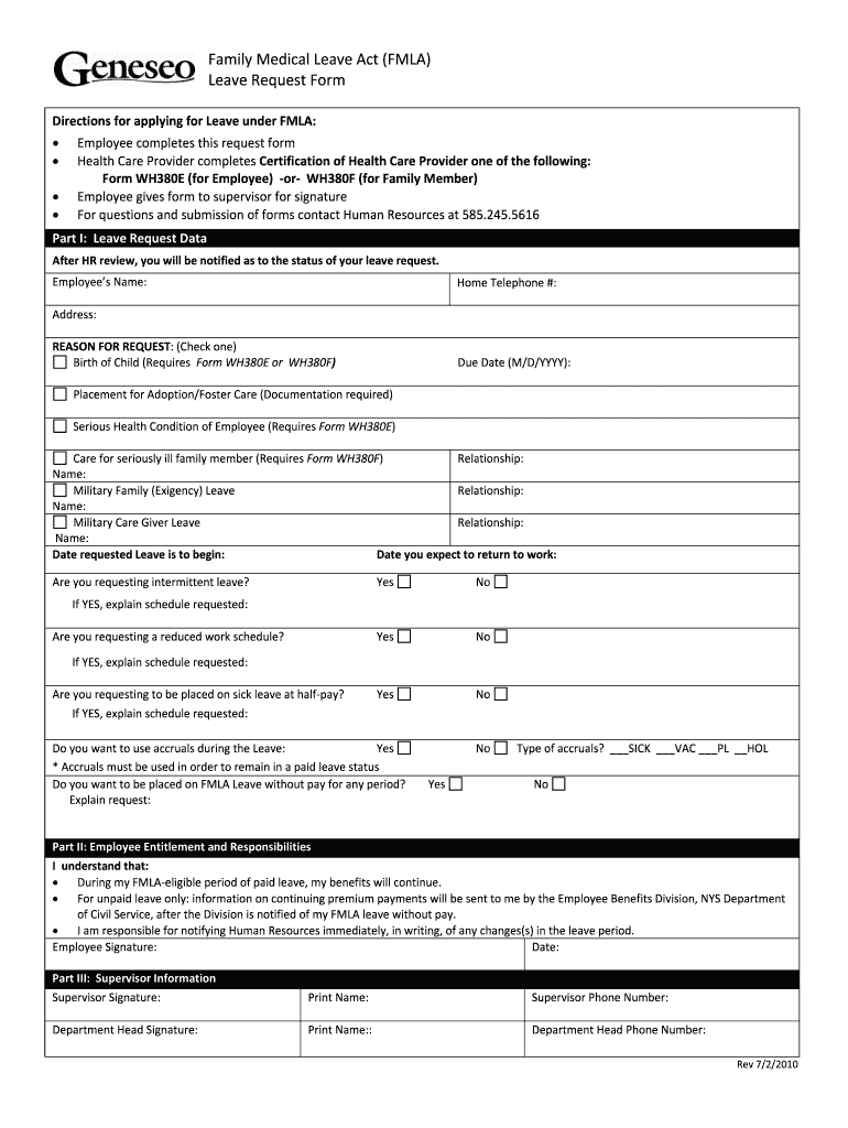 Fmla Leave Form