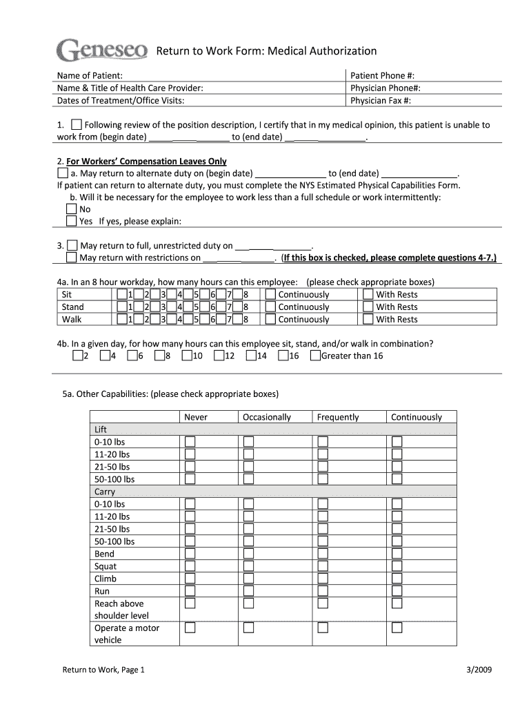  Work Form Medical 2009-2024