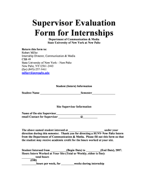 Supervisor Report for Internship  Form