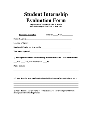 Internship Evaluation Form