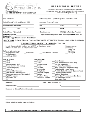 Suny Optometry Referral  Form