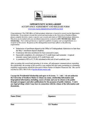 Scholarship Agreement Template  Form