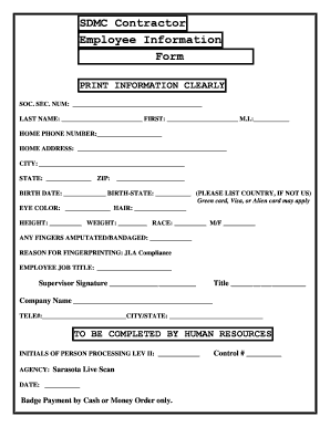 Contractor Information Form