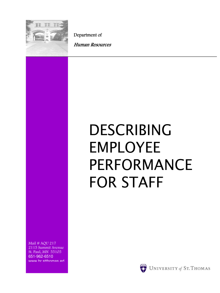 Describing Employee Performance for Staff St Thomas University