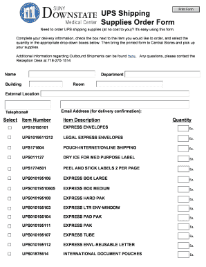 Ups Supplies Order Form