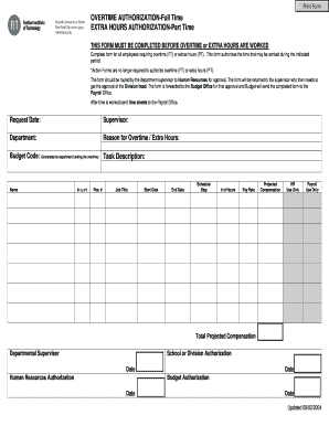 Overtime Authorization Form