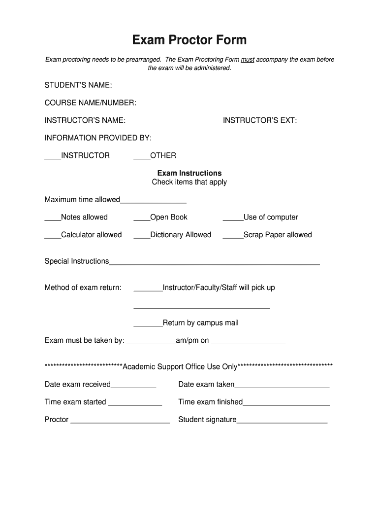 Exam Proctor Form