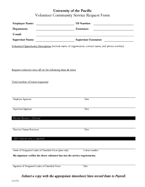 Volunteer Community Service Form