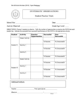 Systematic Observation Form