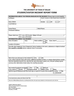  University Student Reporting an Incident Form 2010