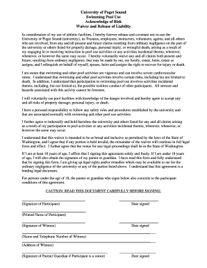 Printable Pool Waiver Form