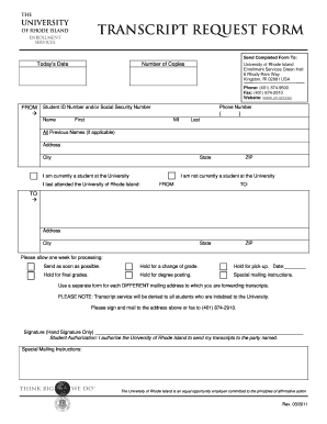 Uri Transcript  Form