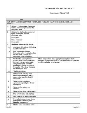 Bimo Checklist  Form