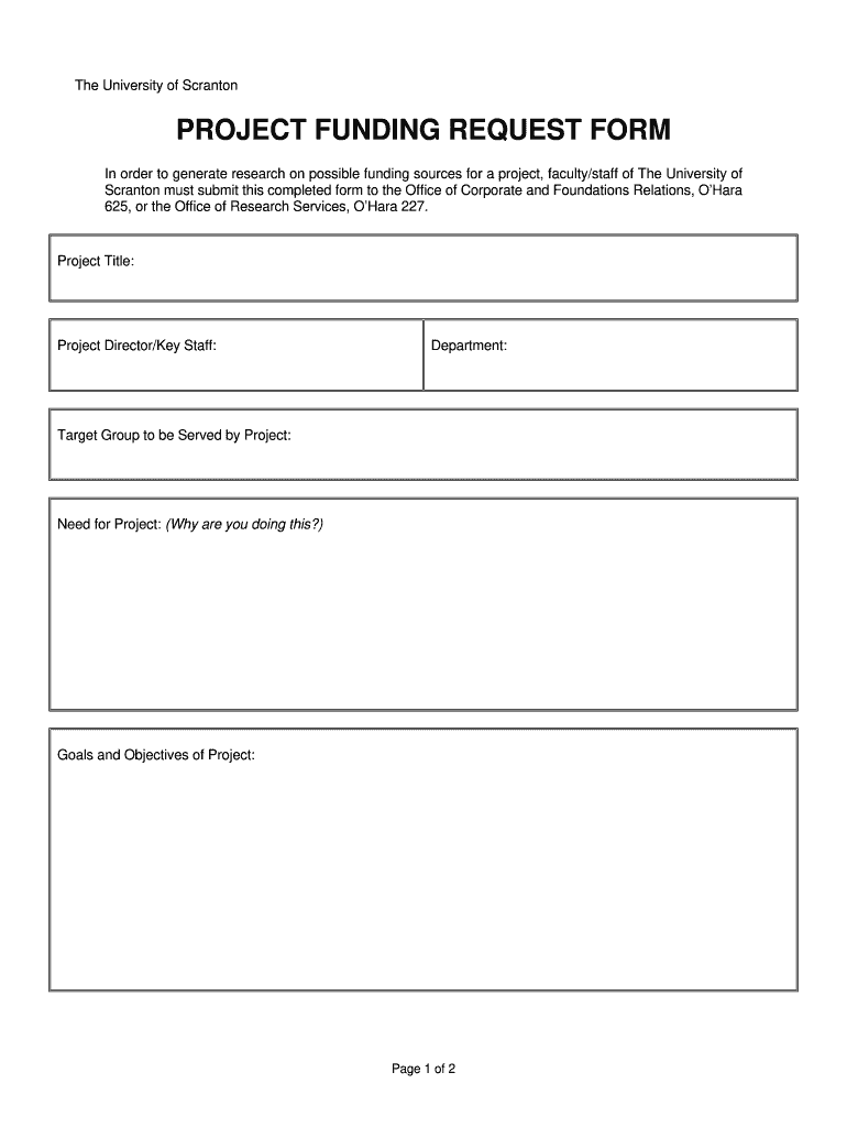 Get and Sign Project Funding Request Form