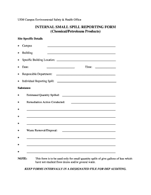 Chemical Spill Incident Report  Form
