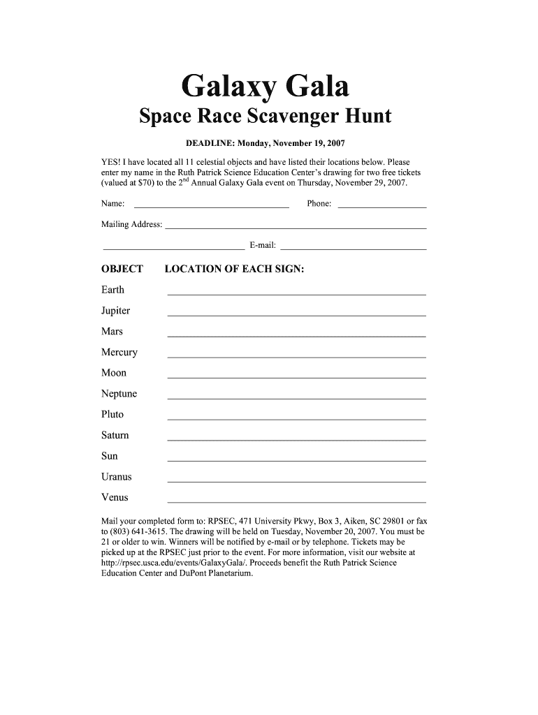  Editable Scavenger Hunt Template 2007-2024