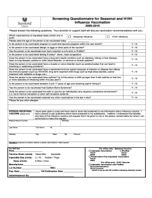 Flu Shot Questionnaire  Form