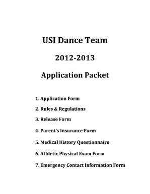  Dance Team Application 2012-2024