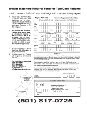 Weight Watchers Tenncare Form